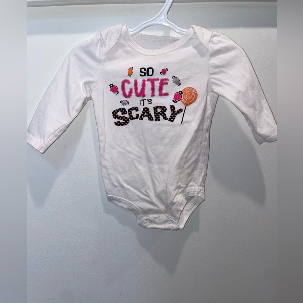 5/$15 George Kids White long sleeved Halloween Onesie